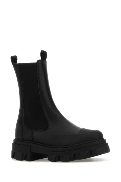 Ganni Leather Ankle Boots Boots And Ankle Boots Black In Black