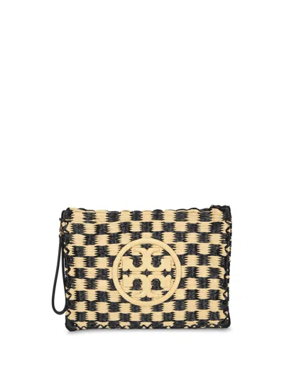 Tory Burch Ella Nude And Black Crochet Clutch