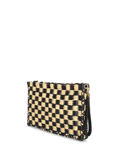 Tory Burch Ella Nude And Black Crochet Clutch
