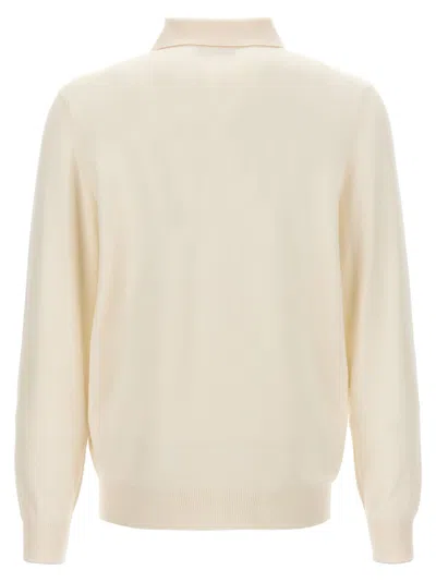 Brunello Cucinelli Long Sleeves Cashmere Polo Sweater In Neutral
