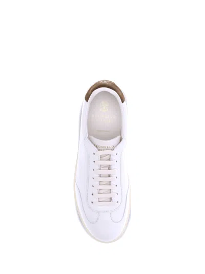 Brunello Cucinelli Hammered Leather Sneakers With Suede Accents