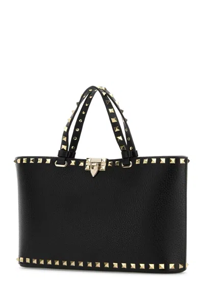Valentino Borsa A Mano Rockstud In Pelle Nera  Donna In Black