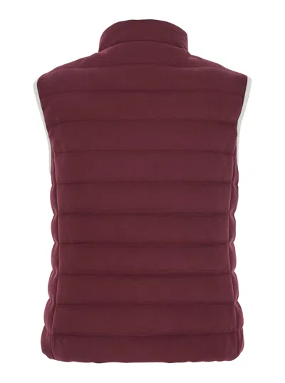 Brunello Cucinelli Logo Quilted High Collar Sleeveless Jacket