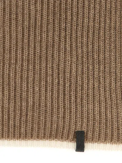 Brunello Cucinelli Monile Cashmere Scarf Scarves And Foulards Beige In Brown