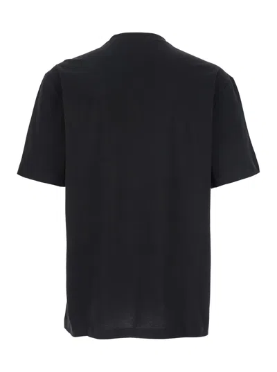 Versace Black Crewneck T-shirt With Maxi Logo Print On The Front