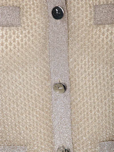 Tory Burch Kendra Mesh Beige Cardigan In Gray