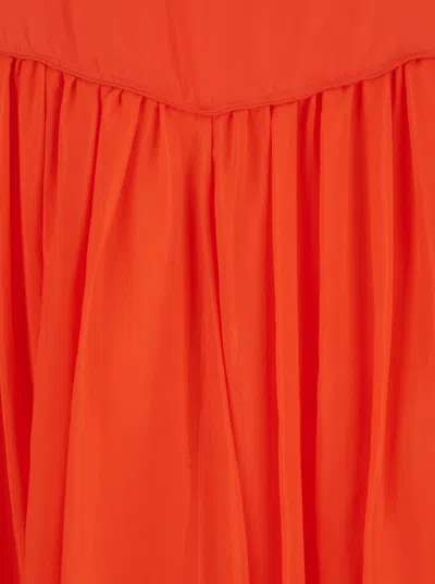 Forte Forte Orange Long Dres With Thin Shoulder Straps And V-neck In Orange