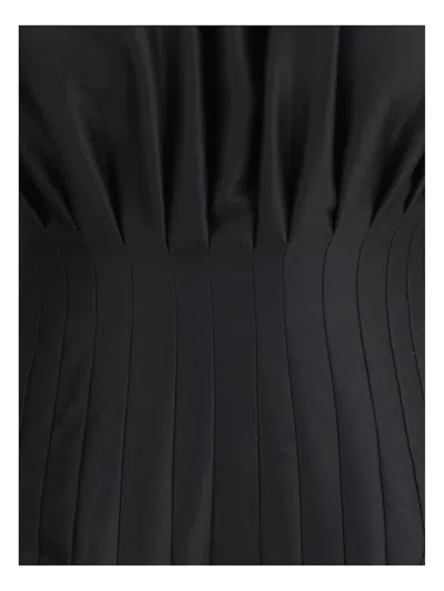 Fabiana Filippi Cotton Silk Mikado Sleeveless Dress Fitted At Waist In Black