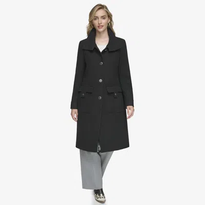 Andrew Marc Almedia Wool Blend Twill Coat In Black