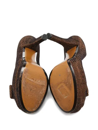 Pre-owned Fendi Bow-detail Heeled Pumps In Brown
