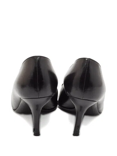 Pre-owned Sergio Rossi Vintage Chain Leather Pumps In Black