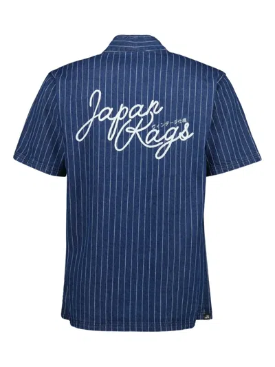 Japan Rags Pinstripe Short-sleeve Shirt In Blue
