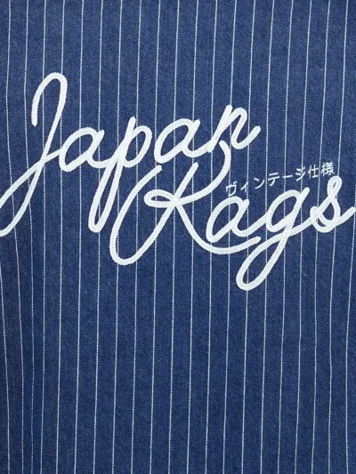 Japan Rags Pinstripe Short-sleeve Shirt In Blue