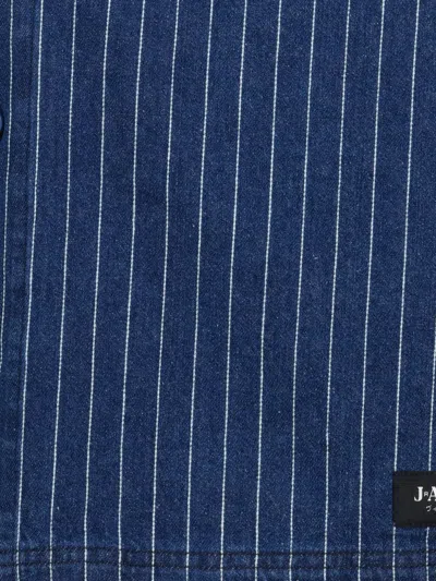 Japan Rags Pinstripe Short-sleeve Shirt In Blue