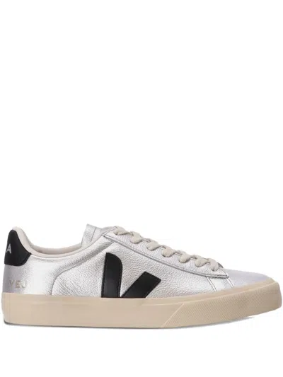 Veja Campo Leather Sneakers In Silver