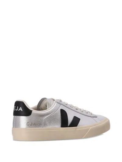 Veja Campo Leather Sneakers In Silver