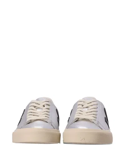 Veja Campo Leather Sneakers In Silver