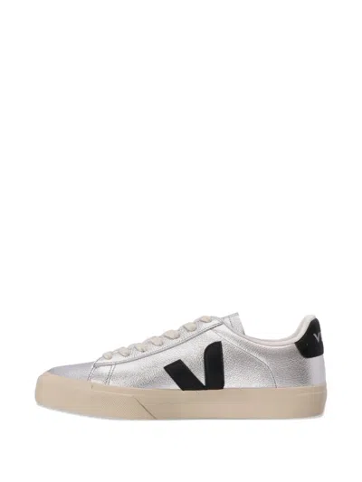 Veja Campo Leather Sneakers In Silver