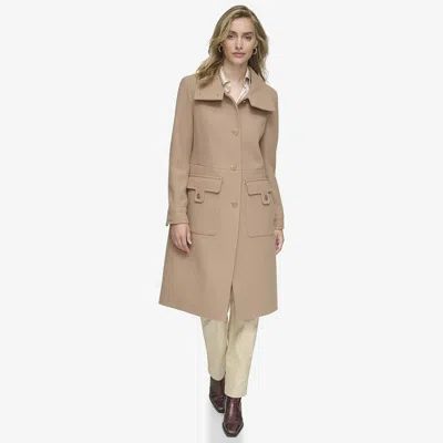 Andrew Marc Almedia Wool Blend Twill Coat In Brown