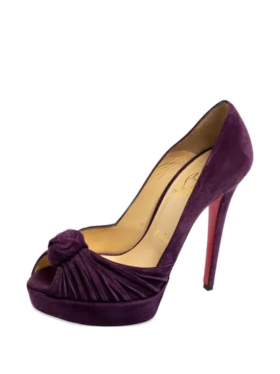 Pre-owned Christian Louboutin Peep-toe Suede Pumps
