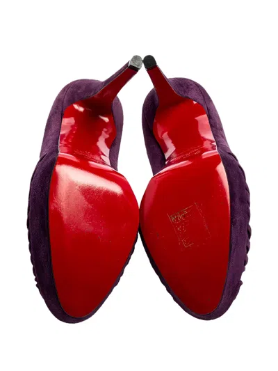 Pre-owned Christian Louboutin Peep-toe Suede Pumps