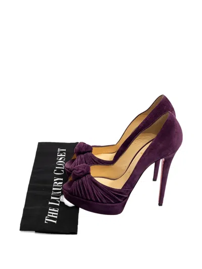Pre-owned Christian Louboutin Peep-toe Suede Pumps