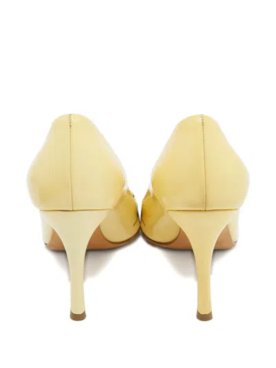 Pre-owned Miu Miu Floral-print Pumps In Yellow