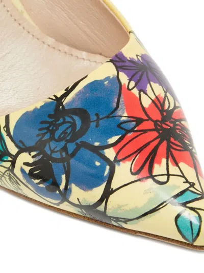Pre-owned Miu Miu Floral-print Pumps In Yellow