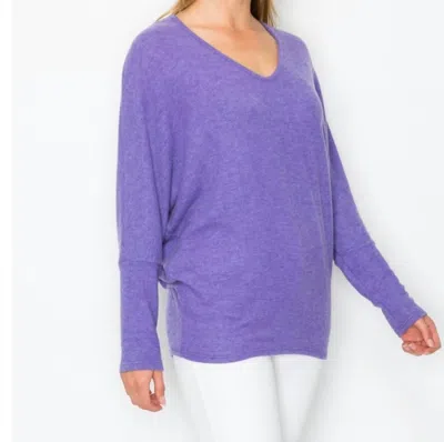 Melissa Masse Knit V-neck Top In Heather Purple In Purple