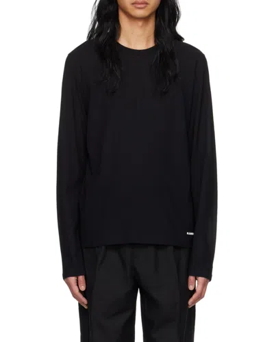 Jil Sander Crewneck Long-sleeved T-shirt In Black