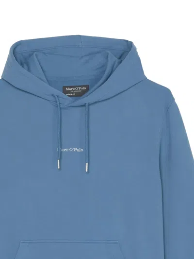 Marc O'polo Logo-embroidered Hoodie In Blue