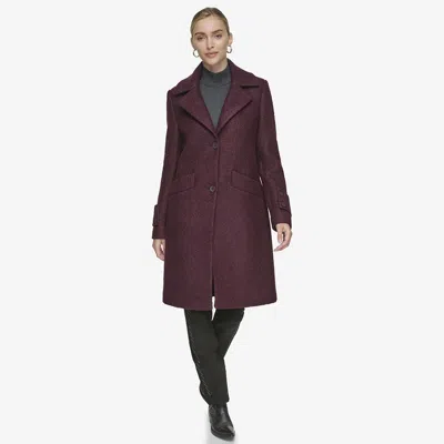 Andrew Marc Regine Pressed Bouclé Wool Blend Coat In Burgundy