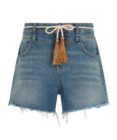 Liu •jo Edge-trimmed Belted Denim Shorts In Blue