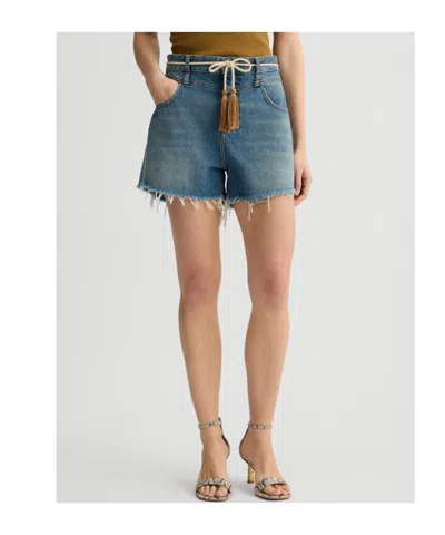 Liu •jo Edge-trimmed Belted Denim Shorts In Blue
