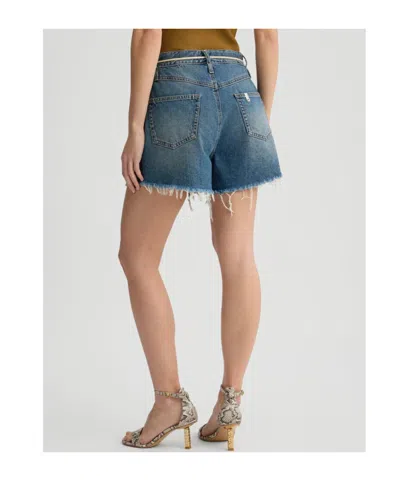 Liu •jo Edge-trimmed Belted Denim Shorts In Blue