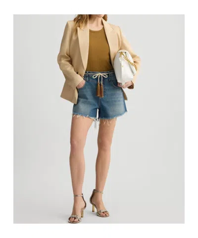 Liu •jo Edge-trimmed Belted Denim Shorts In Blue