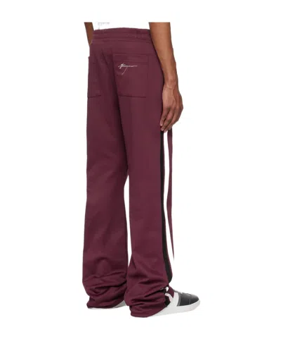 Ferragamo Track Pants With Contrasting Stripe In Burgundy