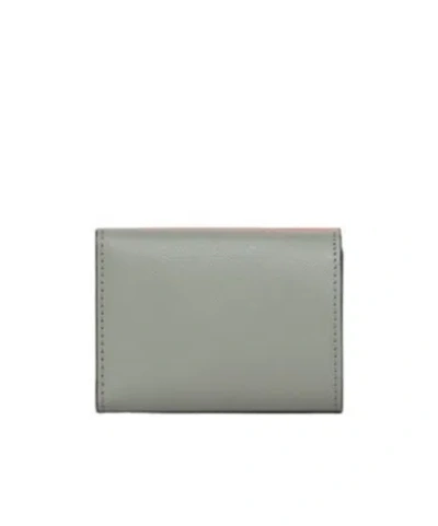 Marni Light Pink, White, And Grey Saffiano Leather Tri-fold Wallet