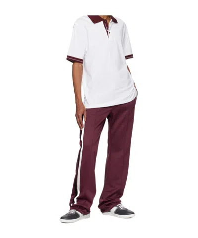 Ferragamo Track Pants With Contrasting Stripe In Burgundy