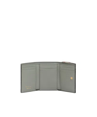 Marni Light Pink, White, And Grey Saffiano Leather Tri-fold Wallet