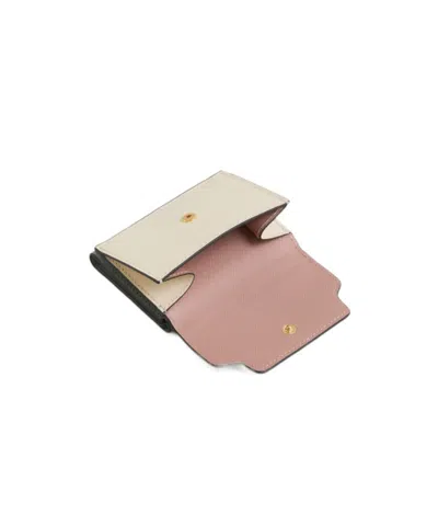 Marni Light Pink, White, And Grey Saffiano Leather Tri-fold Wallet
