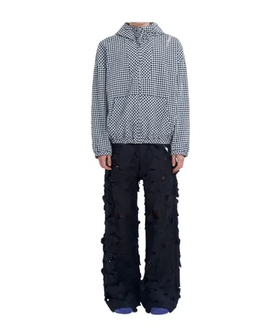 Marni Check-pattern Hooded Jacket In Gray
