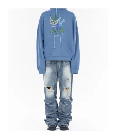 We11 Done Denim Trousers With Belt Loops In Blue