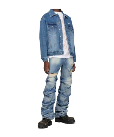 We11 Done Denim Trousers With Belt Loops In Blue