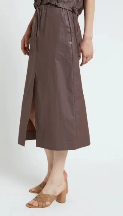 Ottod'ame Drawstring Side-split Midi Skirt In Purple