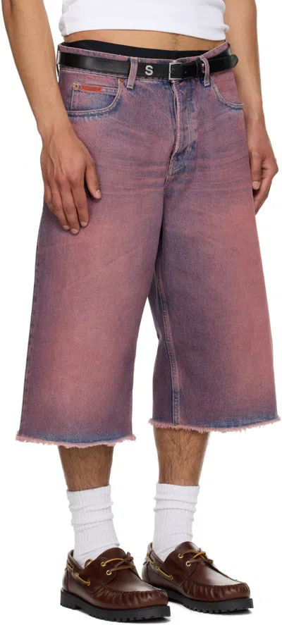 Martine Rose Ssense Exclusive Pink Frayed Denim Shorts