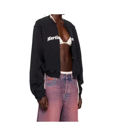 Martine Rose Ssense Exclusive Black Shrunken Zip Up Crew Jacket In Black