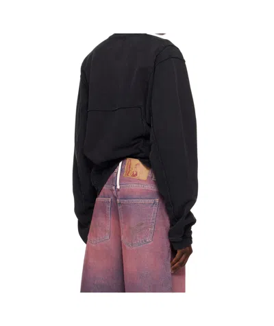 Martine Rose Ssense Exclusive Black Shrunken Zip Up Crew Jacket In Black