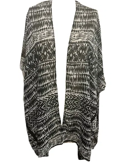 Melissa Masse Women's Print Open Front Cover Up In Black Combo In Gray