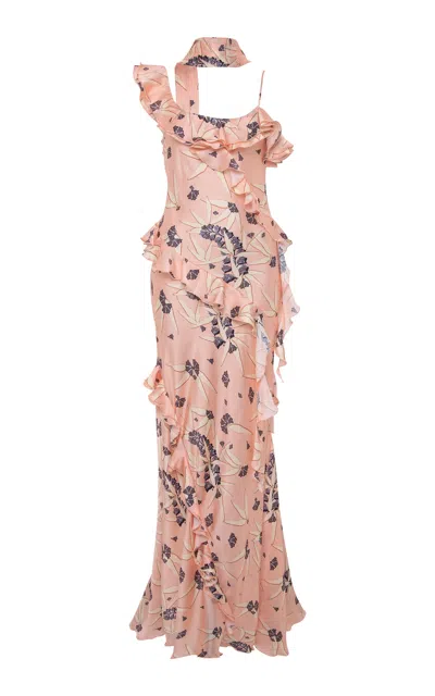 Siedres Monica Ruffled Satin Maxi Dress